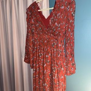 Burnt Orange Floral Maxi Dress